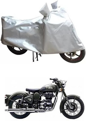 MSR STORE Two Wheeler Cover for Royal Enfield(Battle Green, Silver)