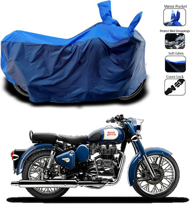 SEBONGO Two Wheeler Cover for Royal Enfield(Bullet 350, Blue)