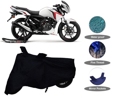 FabAuto Waterproof Two Wheeler Cover for TVS(Apache RTR 160, Black)