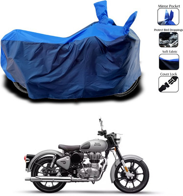SEBONGO Two Wheeler Cover for Royal Enfield(Bullet 350, Blue)