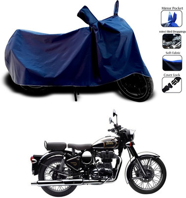SEBONGO Waterproof Two Wheeler Cover for Royal Enfield(Classic Chrome, Blue)