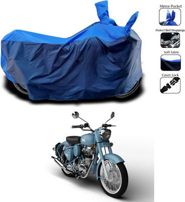 SEBONGO Two Wheeler Cover for Royal Enfield(Bullet 350, Blue)
