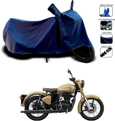 SEBONGO Waterproof Two Wheeler Cover for Royal Enfield(Classic 350 Signals, Blue)