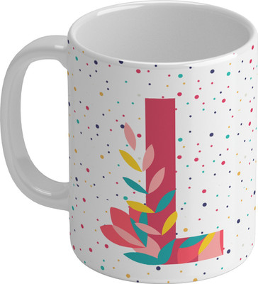 Shieldsmore Ceramic Alphabet L Printed Coffee Cup/Mug for Gift |White Ceramic Coffee Mug(325 ml)