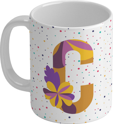 Shieldsmore Ceramic Alphabet C Coffee, 325ml |White Ceramic Coffee Mug(325 ml)