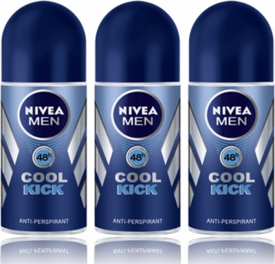 NIVEA Rollon-Cool Kick-3 Deodorant Roll-on  -  For Men(50 ml, Pack of 3)