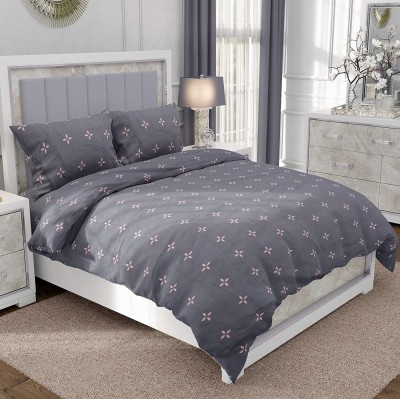 RRC King Cotton Duvet Cover(Grey, Pink)