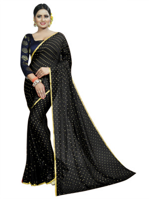 Nisha Creation Self Design Daily Wear Chiffon Saree(Black)