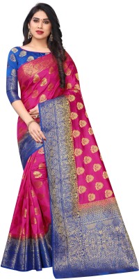 FASHION FEATS Woven Banarasi Cotton Silk Saree(Multicolor)