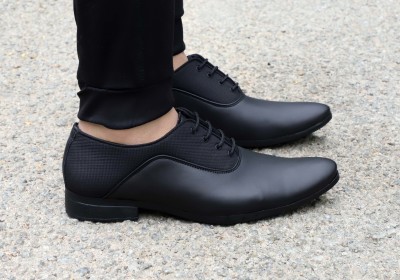 aadi Synthetic Leather |Lightweight|Comfort|Summer|Trendy|Walking|Outdoor|Daily Use Lace Up For Men(Black)
