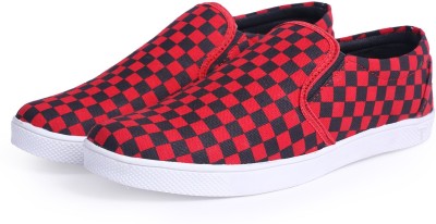 KANEGGYE Men's shoes Slip On Sneakers For Men(Red, Black , 10)