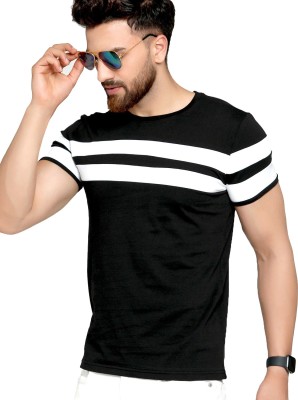 LIME Solid Men Round Neck Black T-Shirt