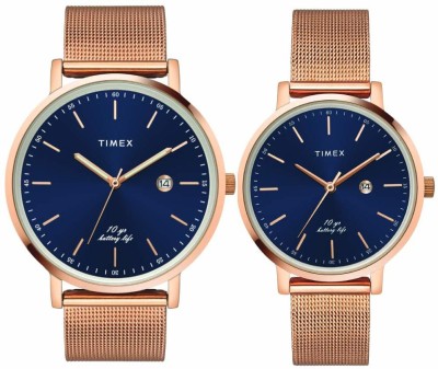 TIMEX Blue-Dial Analog Watch  - For Couple