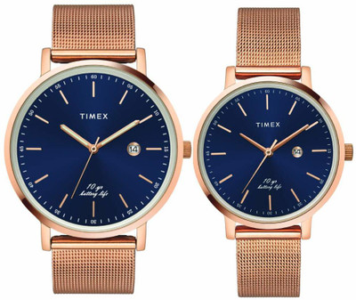 TIMEX Blue Dial Watch Gift Set Analog Watch  - For Couple