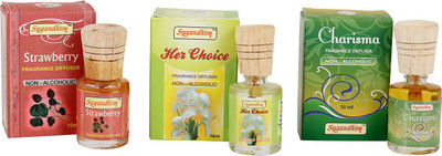 Sugandhim Strawberry + Her Choice + Charisma Fragrance Oil Diffuser Strawberry + Her Choice + Charisma(3 x 10 ml)