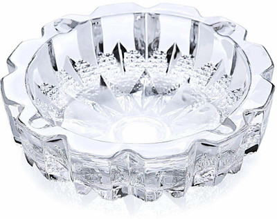 REVASTSKY Round Crystal Premium Quality Glass Ash Tray Clear Glass Ashtray(Pack of 1)