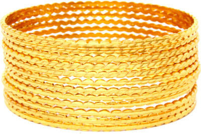 JAIRA GOLD Alloy Gold-plated Bangle Set(Pack of 12)