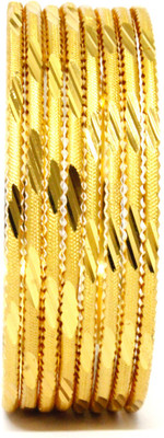 JAIRA GOLD Alloy Gold-plated Bangle Set(Pack of 8)