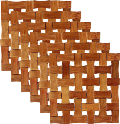 KUBER INDUSTRIES Square Wood Coaster(Pack of 6)