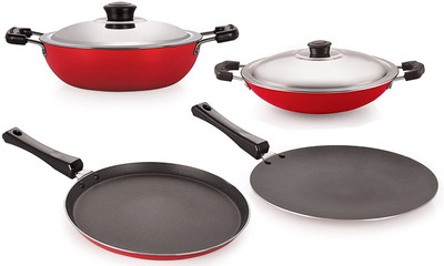 NIRLON CT12_DKD(M)_AC_FT10________ Non-Stick Coated Cookware Set(PTFE (Non-stick), Aluminium, 4 - Piece)