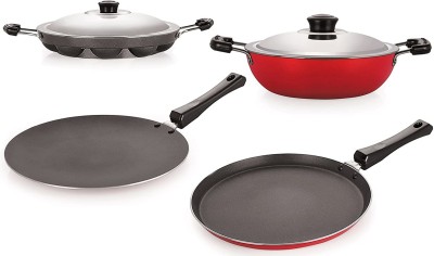 NIRLON CT12_DKD(M)_AP12_FT11________ Non-Stick Coated Cookware Set(PTFE (Non-stick), Aluminium, 4 - Piece)