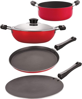 NIRLON CT12_DKD(M)_FT10_CS22 Non-Stick Coated Cookware Set(PTFE (Non-stick), Aluminium, 4 - Piece)