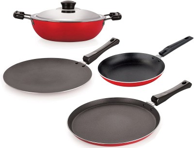 NIRLON CT12_DKD(M)_TP22_FT10________ Non-Stick Coated Cookware Set(PTFE (Non-stick), Aluminium, 4 - Piece)