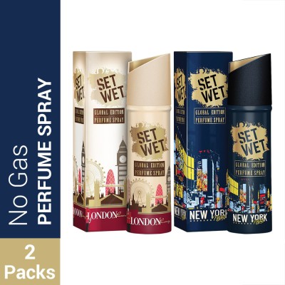 Set Wet Global Edition London Luxury and New York Nights Perfume Body Spray  -  For Men(240 ml, Pack of 2)