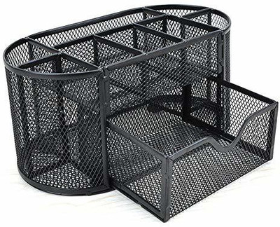 CPEX 8 Compartments Metal Desk Organiser(Black)