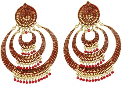 Aadiyatri Aadiyatri Large Gold Plated Bead Chandbali Earrigs for Women and Girls Beads Brass Chandbali Earring