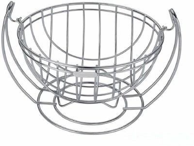 Nispruhay Round Shaped Fruits and Vegetables Stainless Steel Swinging Basket for Kitchen & Dining Table(size may vary)(silver) Stainless Steel Fruit & Vegetable Basket(Silver)