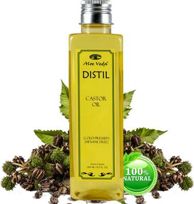 Aloe Veda Distil 100% Pure Cold-Pressed Castor Oil for Hair Growth Hair Oil