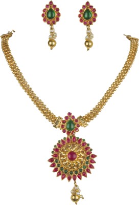piah fashion Emerald Gold-plated Plated Alloy Necklace Set