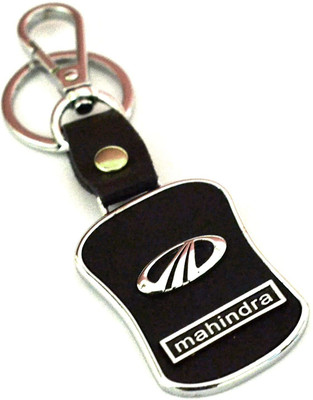 gtrp Glow Time Mahindra Leather Keychain - (8cmL x 6cmB, Black) Key Chain