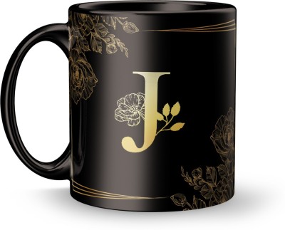 Plakasha creations J letter print Design gift For Boyfriend Ceramic Coffee Mug(320 ml)