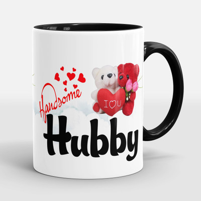 Sublikraft Hubby With Teddy 3 Tone Inner Color Printed Ceramic Coffee Mug(330 ml)