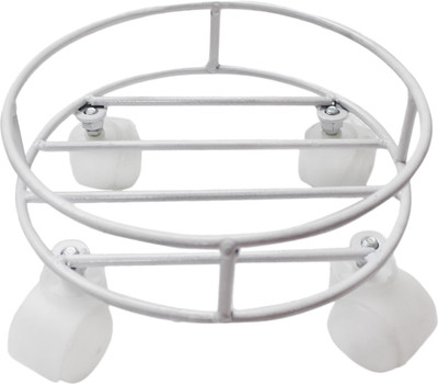 MATELCO Garden Flower Pot Stand with Wheels (White, 1) Plant Container Set(Metal)