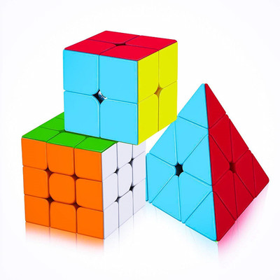 Authfort Professional 2x2x2 3x3x3 Pyramid Cube Bundle - Easy Turning and Smooth Play(3 Pieces)