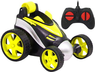 Just97 RC Car Tumbling Stunt Dump Truck 360 Degree Rotating Remote Control Toy(Yellow)