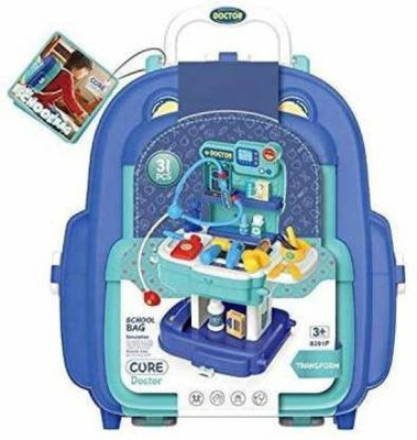 KGINT 31 Pcs Cute Design School Bag Doctor Tools Toy Set for kids