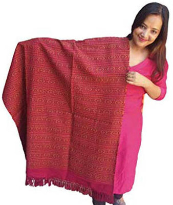 ARUNA KULLU HANDLOOM Pashmina Embroidered Women Shawl(Maroon)
