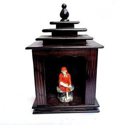 krishnagallery1 Wooden Temple With sai Baba statue Marble Finish Sai Baba , sai baba murti 4 inch sai baba statue For Home Temple , Office Temple Poojan Use Decorative Showpiece - 20 cm(Marble, Multicolor)