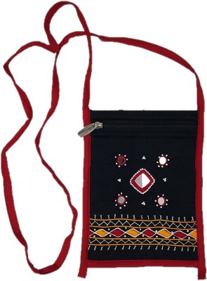 SST Black, Maroon Sling Bag Women Sling Bag Banjara Traditional Passport Bag Cotton handmade Pouch(Small, Mirror, Beads and Thread Work Handcraft Purse, Maroon)