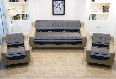RBHF Cotton 3+1+1 Seater Sofa Floral Cover(Pack of 10 Grey)