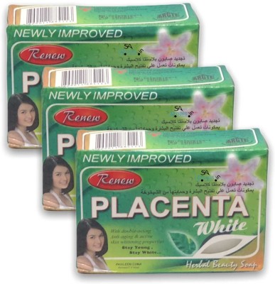 SA Deals Renew Placenta White Herbal Beauty Skin Whitening New Soap (Pack Of 3, 135g Each)(3 x 45 g)