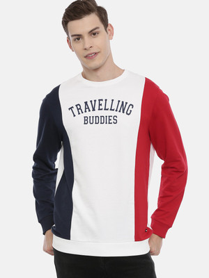3Pin Full Sleeve Color Block Men Sweatshirt