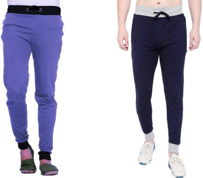 WellFitLook Solid Men Dark Blue, Blue Track Pants