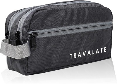 Travalate 2 Zipper Toiletry Bags Makeup Shaving Kit Pouch for Men and Women, Polyester Travel Bag with Belt Travel Toiletry Kit(Grey)