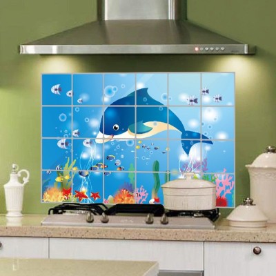 Flipkart SmartBuy 90 cm Fishes Waterproof Kitchen WallSticker (60 cm x 90 cm) Self Adhesive Sticker(Pack of 1)