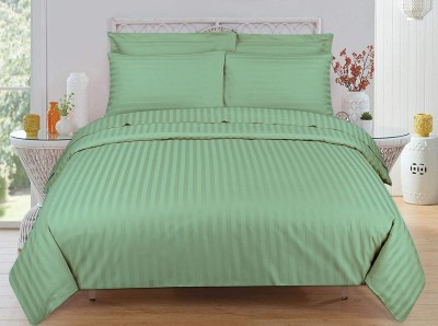 Classic Home 250 TC Polyester King Striped Flat Bedsheet(Pack of 1, PISTA)